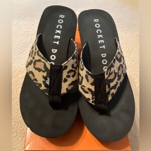 Animal Print Platform Thongs